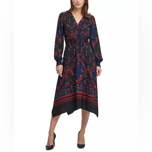 Karl Lagerfeld Printed Handkerchief-Hem Shift Dress - Picture 1 of 9